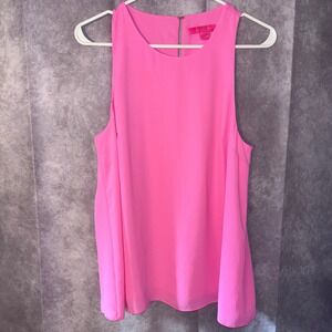 Lilly Pulitzer Women's Pink Medium Sleeveless Chiffon Top Audience Keyhole